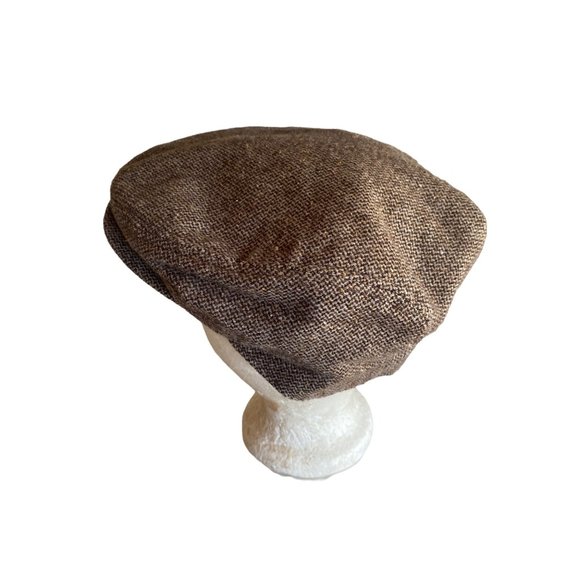Dockers Brown Herringbone Wool Newsboy Cabbie Hat Cap Size Large - Picture 1 of 6